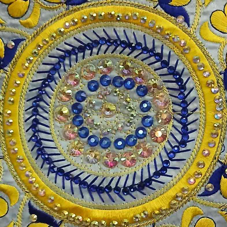 Boubou femme bleu Geztner et dentelle, robe ample cérémonie élégante