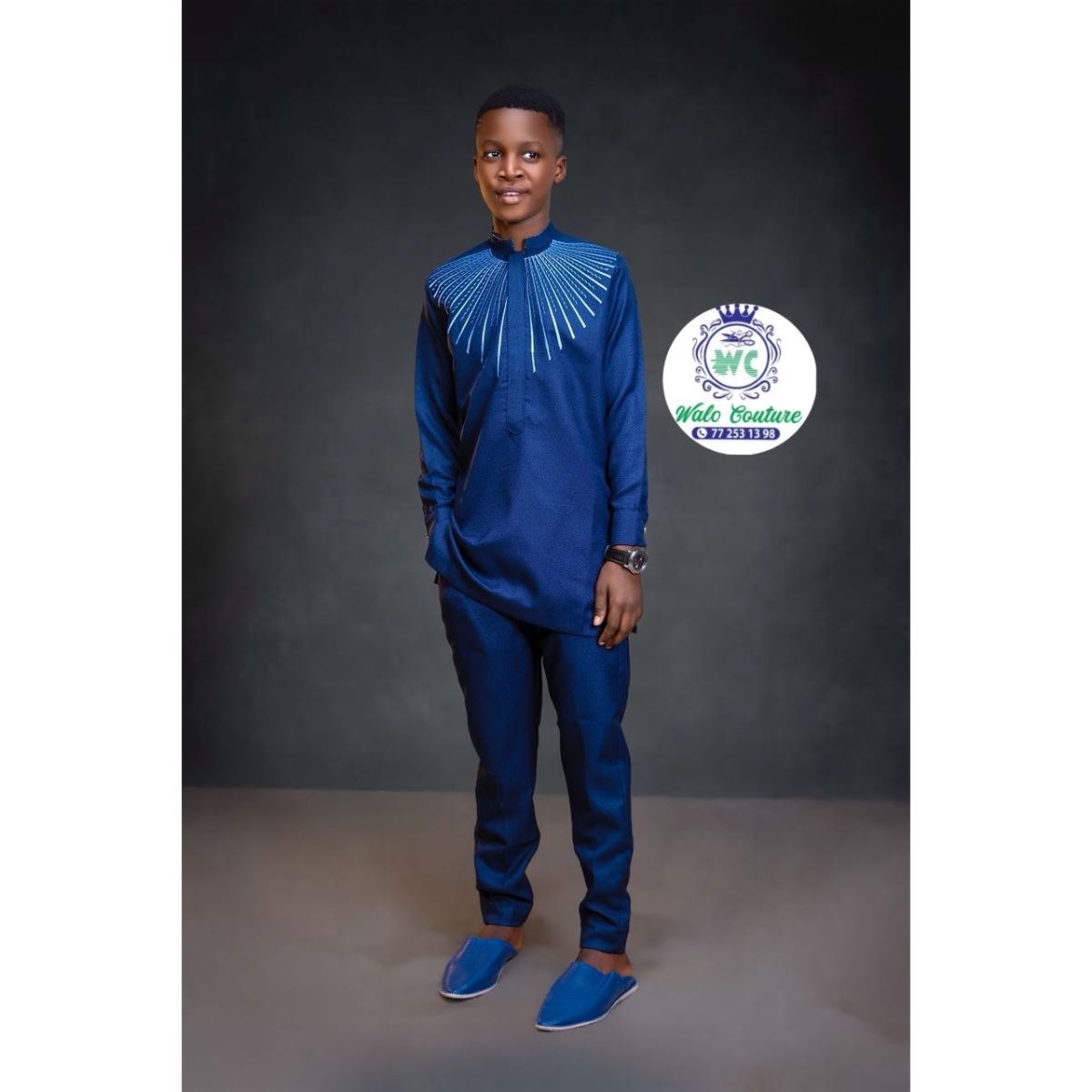 Ensemble costume africain garçon brodé, cérémonie et mariage élégant