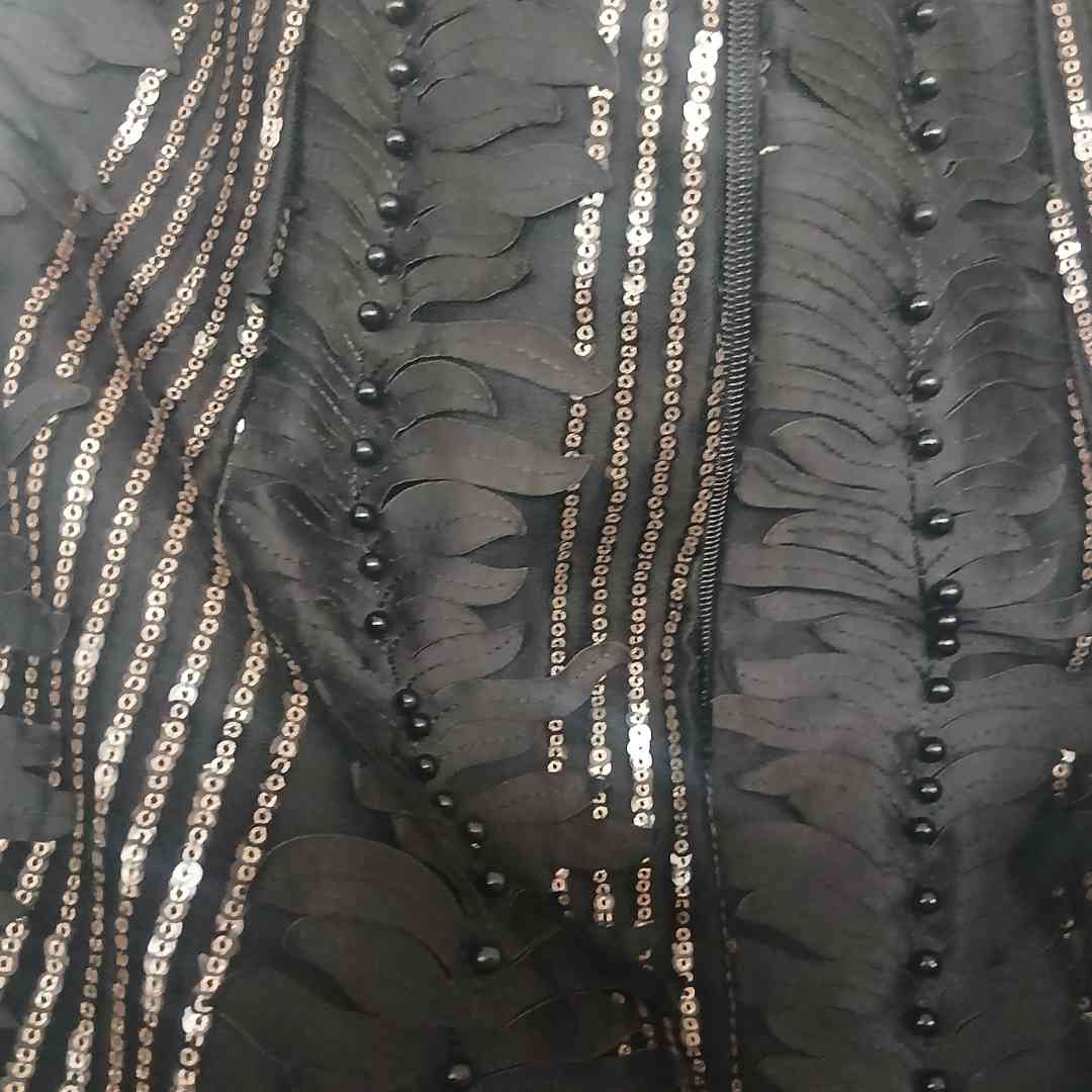 Ensemble jupe et haut noir doré femme chic soirée taille basse élégant