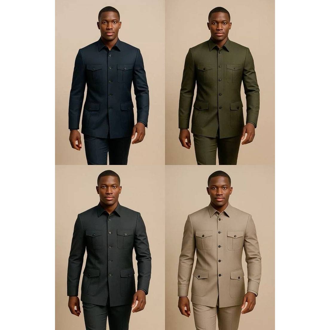 Costume safari homme chic, veste saharienne coton, élégant urbain et pratique