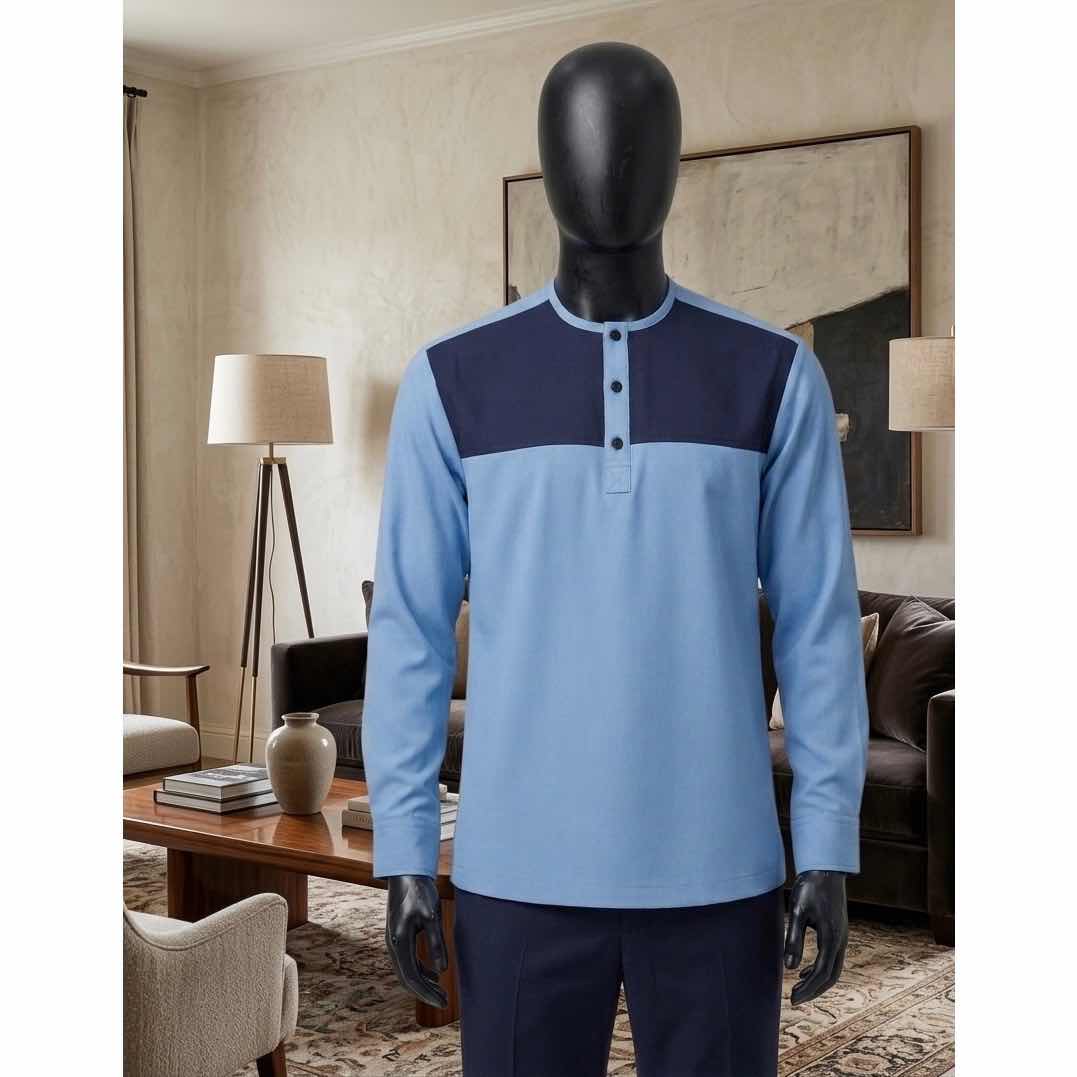 Haut homme bleu décontracté supercent, confortable, coupe ample