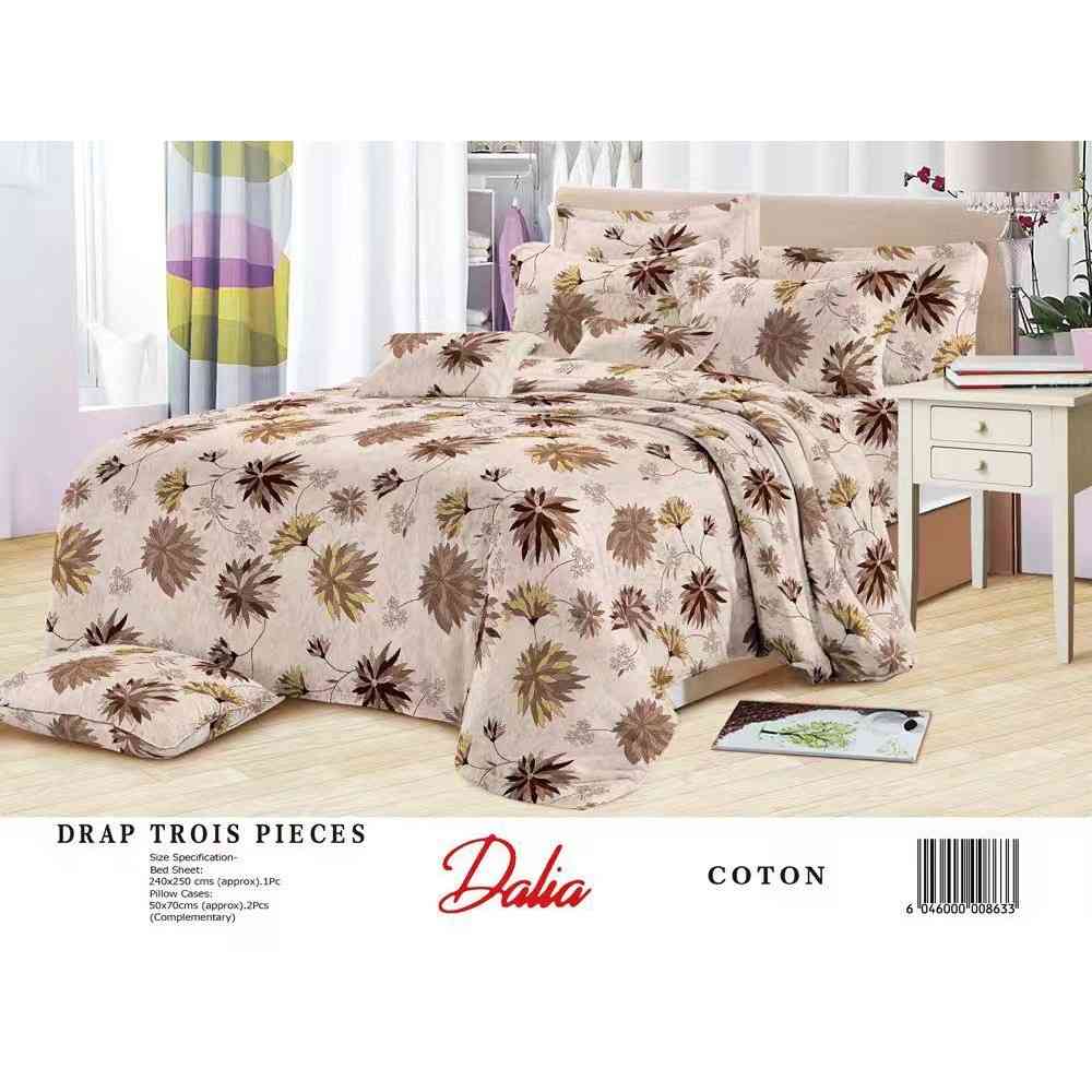 Drap 3 places coton 240x250 et 2 taies – Linge de lit moderne confortable