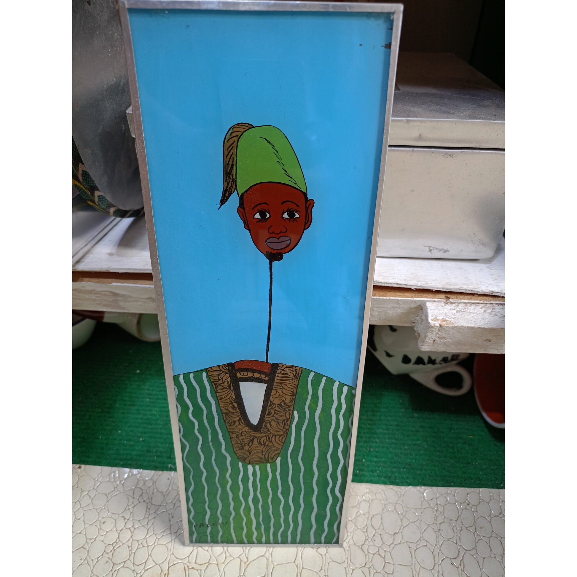 Tableau mural moderne ethnique, art stylisé (28 x 8 cm)