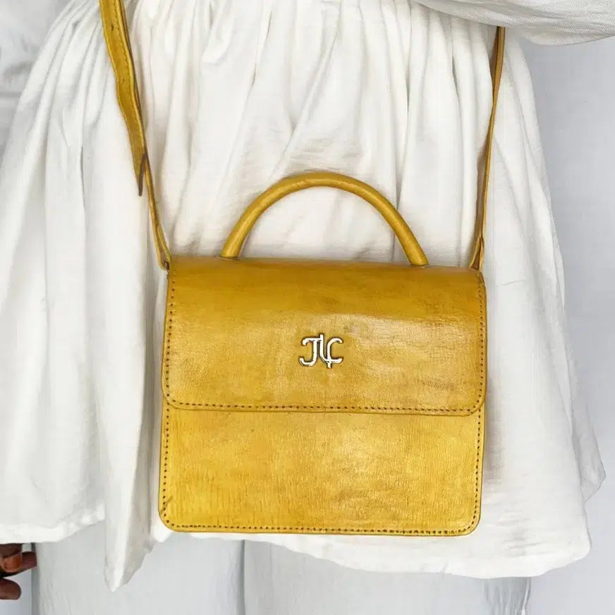 Sacoche Marigold en Cuir Véritable jaune