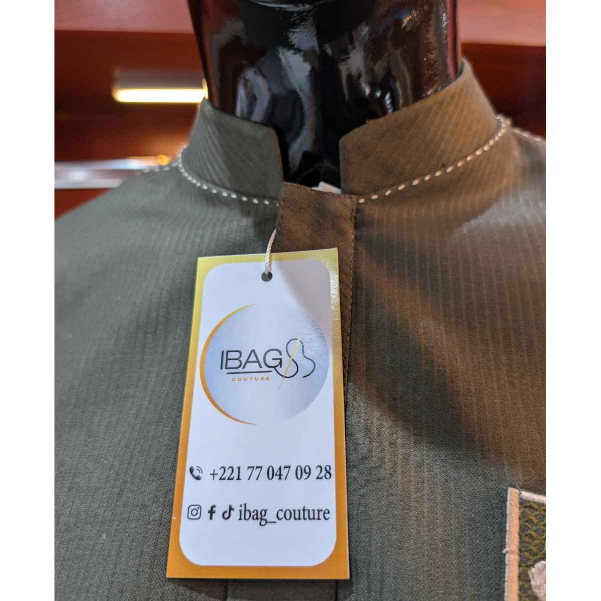 Elegant Khaki Mao Collar Men's Set – Modern Chic Ceremony Suit
