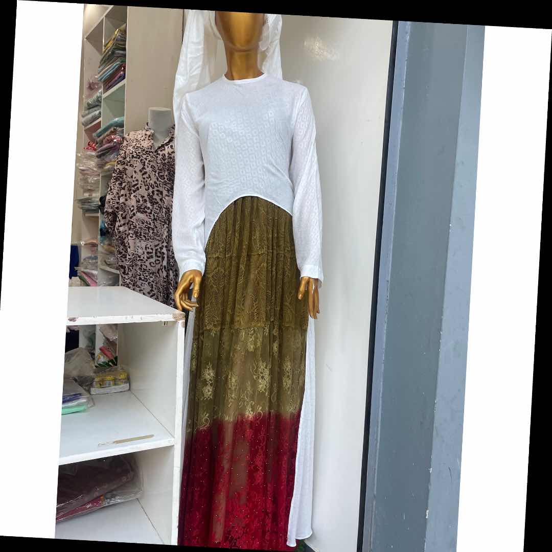 Robe longue femme coton et dentelle élégante, maxi chic cérémonie