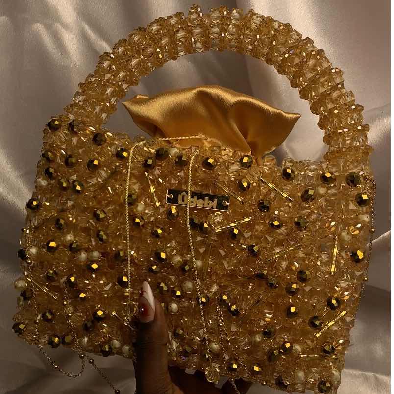 Sac à main Lustra - en perles dorées fait main