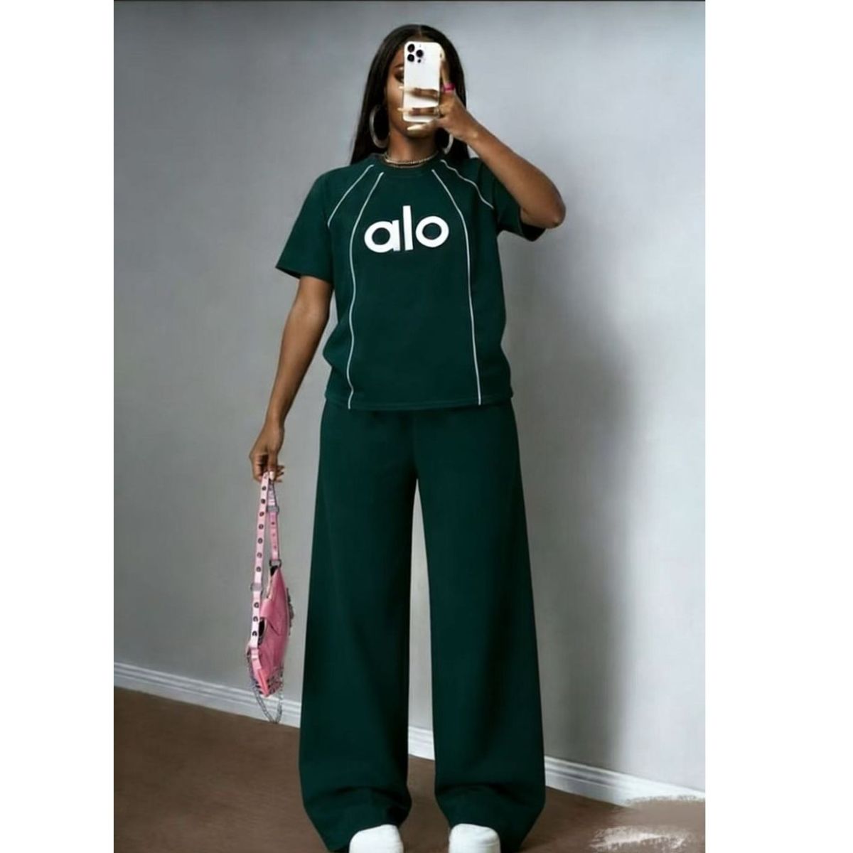 Ensemble femme décontracté t-shirt et pantalon large coton confortable