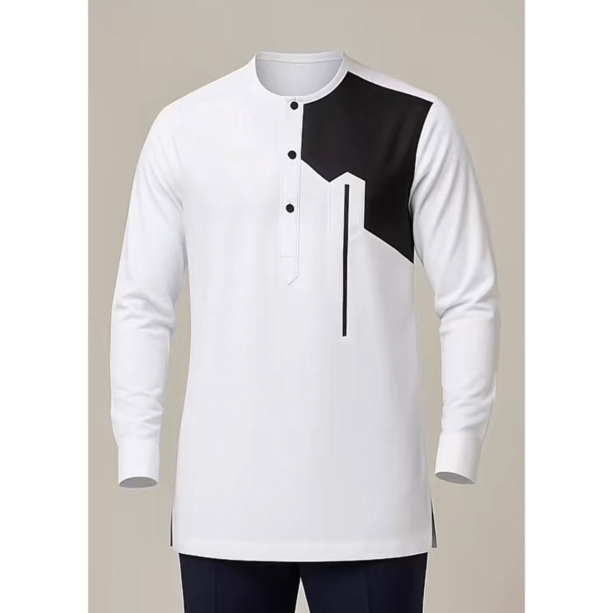 Chemise africaine homme bicolore noir et blanc, élégante et moderne